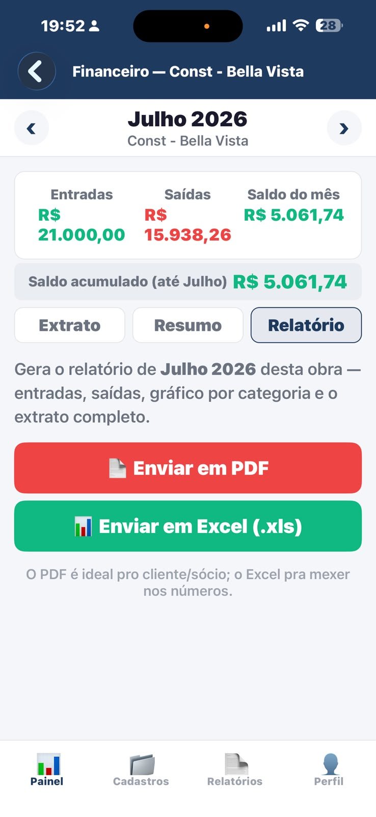 Financeiro por obra