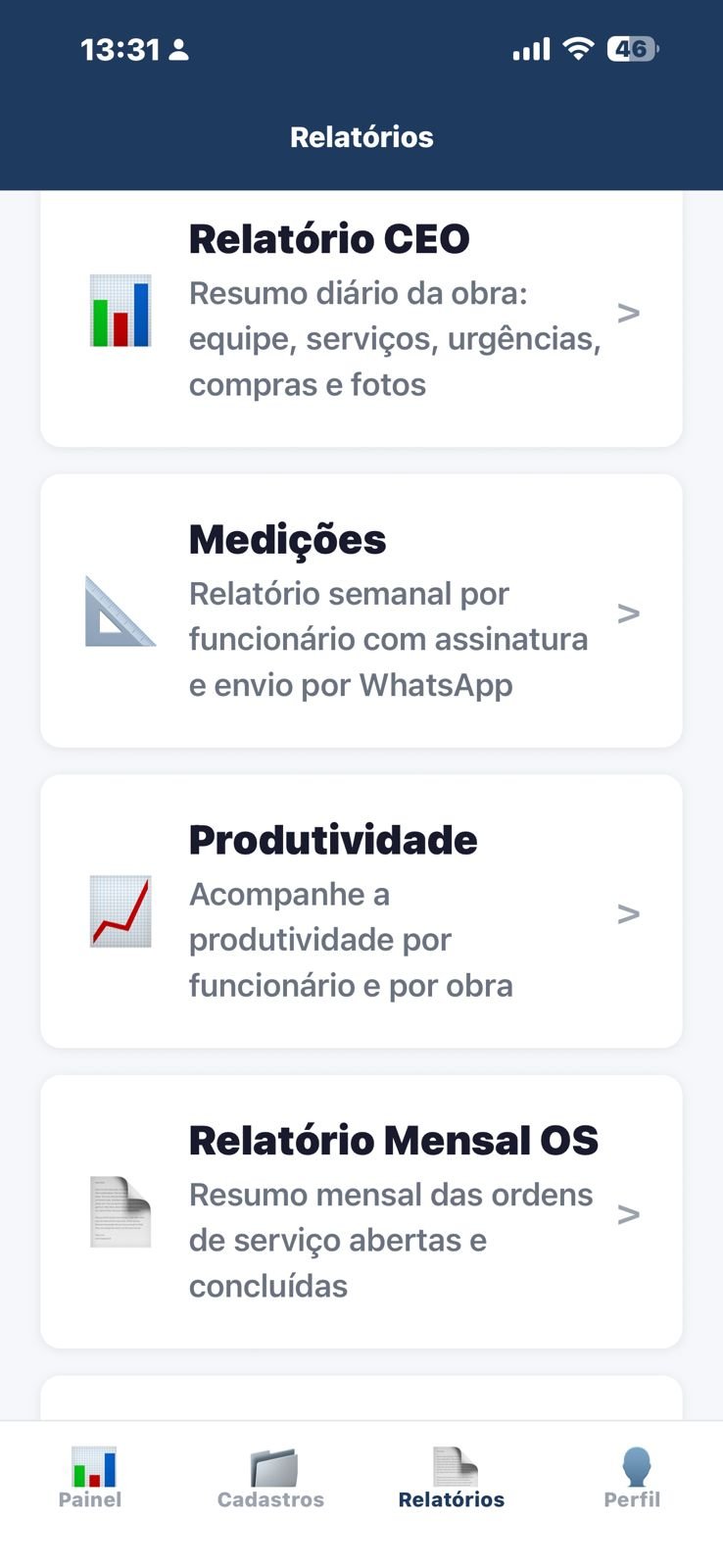 Relatórios em PDF